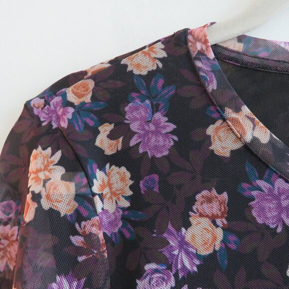 Floral Maxi Dress with Sheer Overlay - Picture 8 of 16